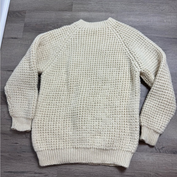 Wool Irish Chunky Knit Sweater Cream Vintage Anne McCool Crew Neck Fisherman - Picture 6 of 6